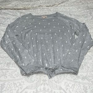 LOVE by Gap Gray Lightning Bolt Long Sleeve Graphic Top